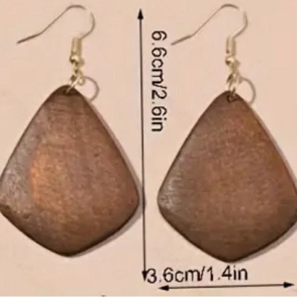 Brown Wooden Dangle Earrings - Picture 2 of 4